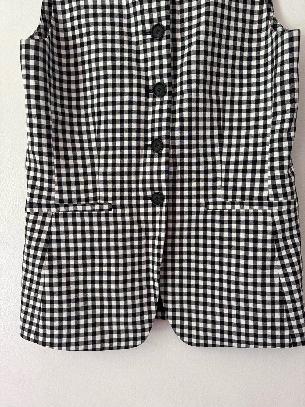 NWT Ann Taylor Black White Gingham Plaid Button Front Vest Size Small - Picture 4 of 6